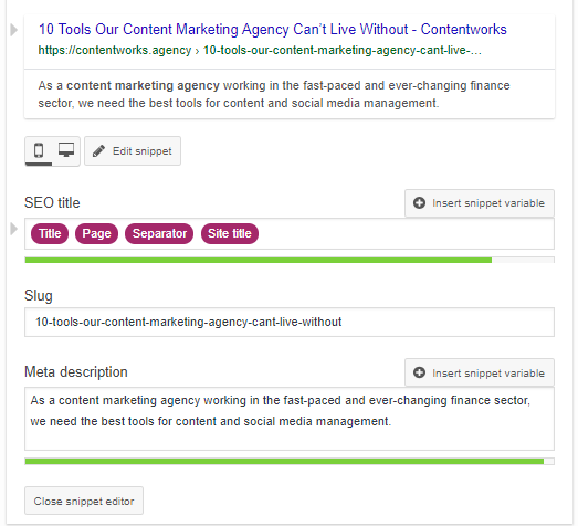 Content Marketing Tools - SEO - Yoast WordPress plugin 