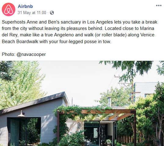 Facebook marketing - Airbnb - user-generated content