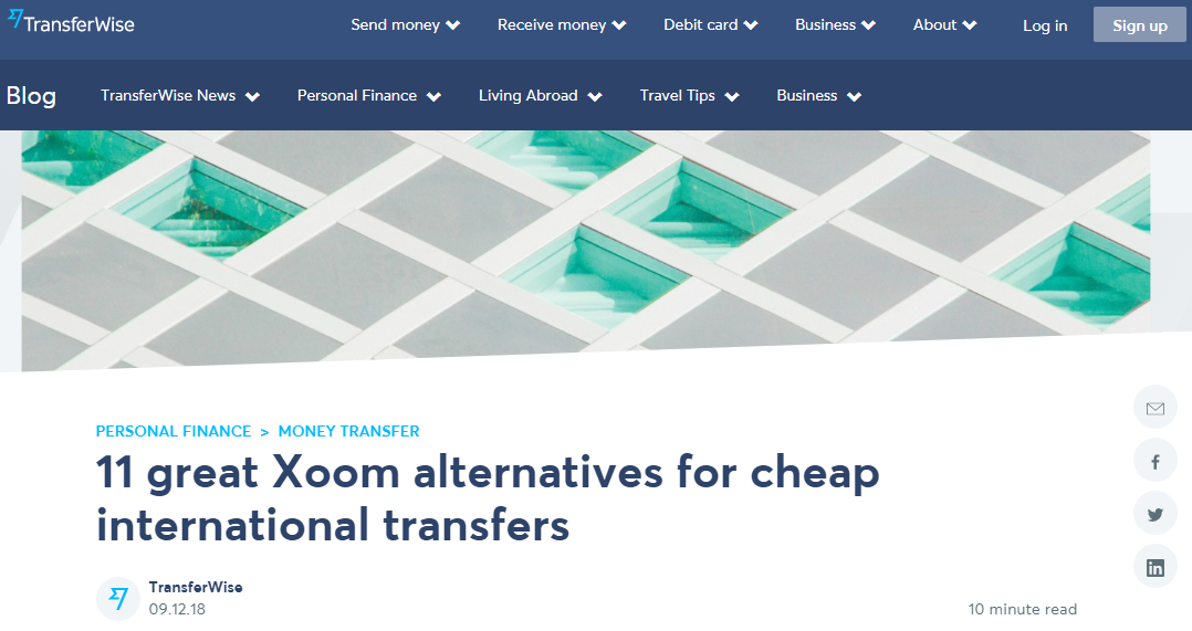 TransferWise uses review content for marketing 