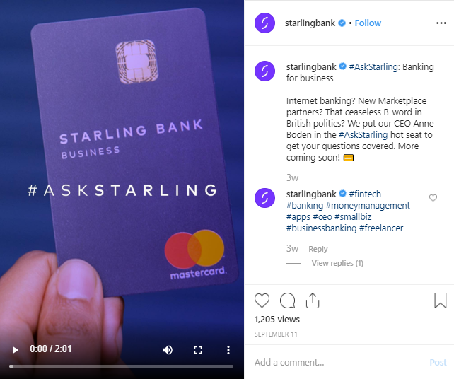 Starling Bank uses explainer videos as part of content marketing