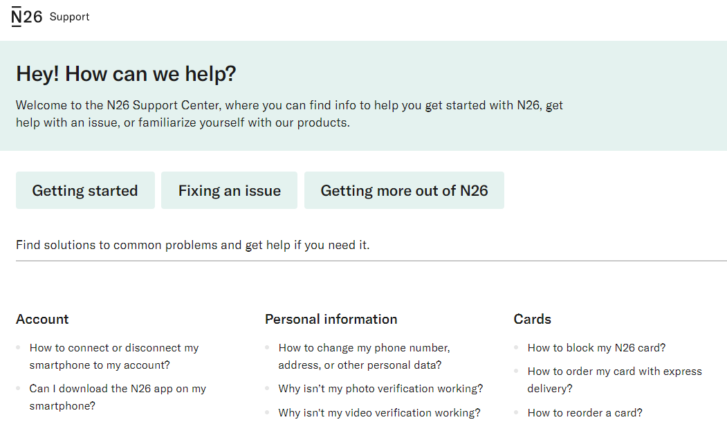 Neobank N26 uses interactive content for customer support 