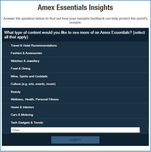 Amex asked questions to know their audience better 