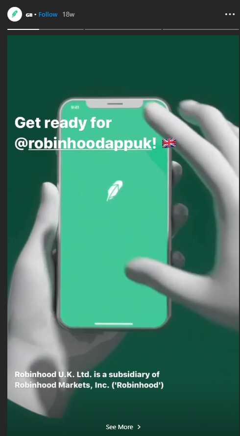 Instagram Stories - Robinhood - Product