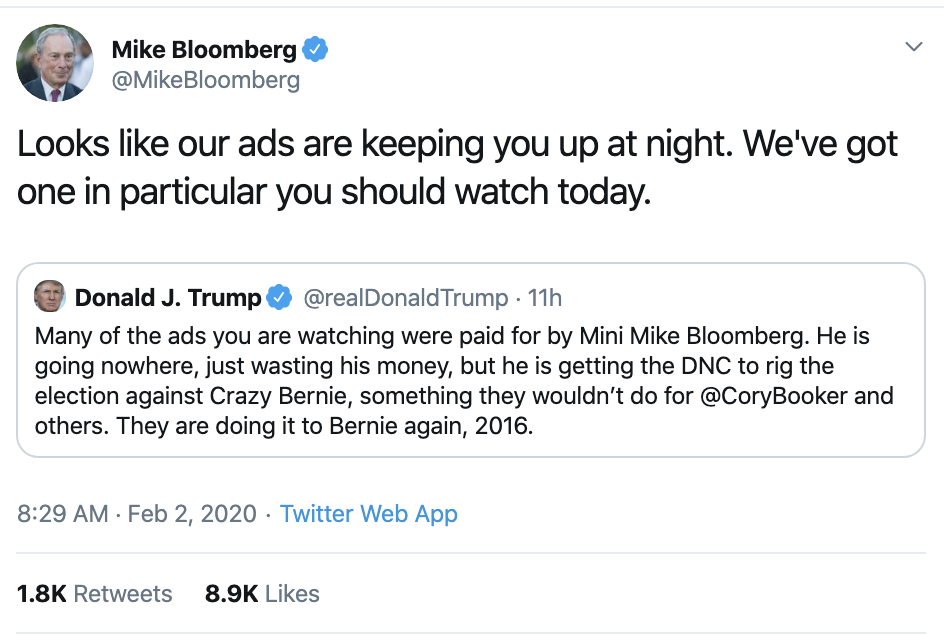 Advertising Trends - Bloomberg Reply to Donald Trump - Twitter