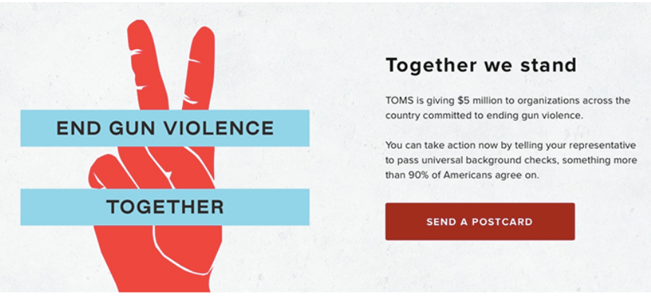 Brand marketing - TOMS - No Guns