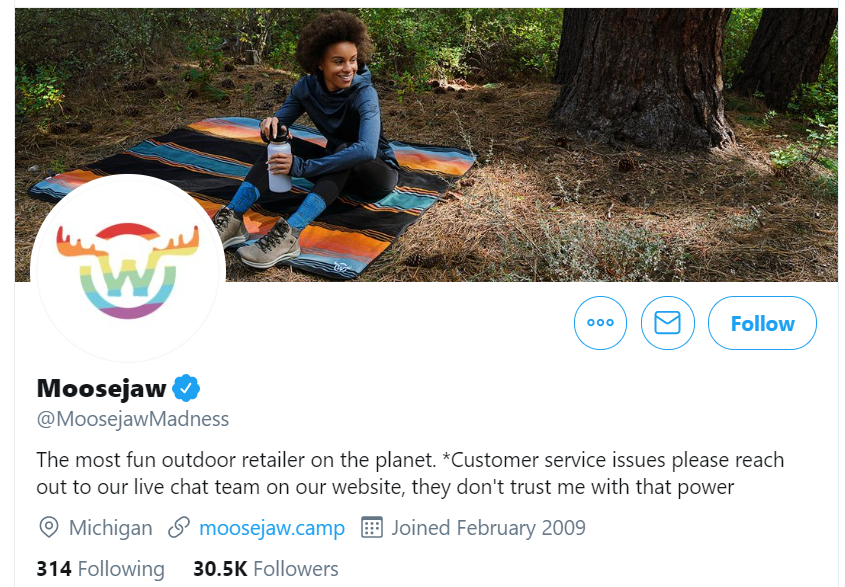 Moosejaw uses humour in branding on social media