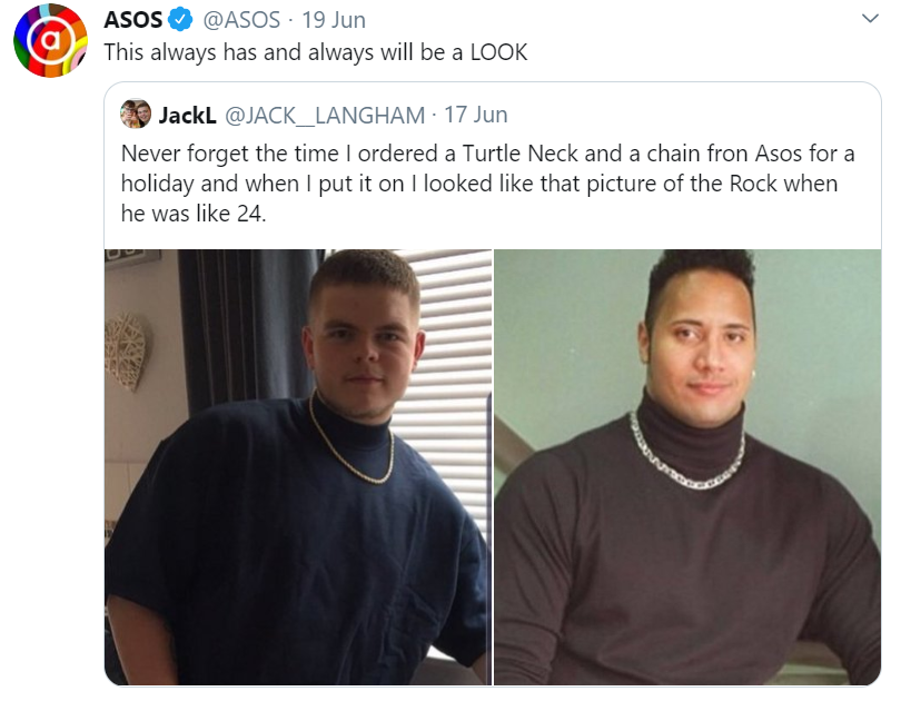 ASOS uses humour in branding on social media