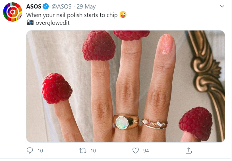 ASOS uses humour in branding on social media