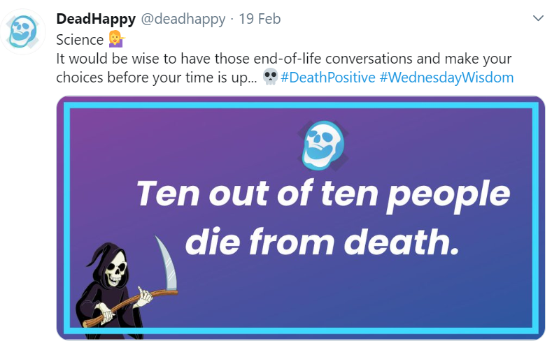 Life insurance company DeadHappy uses humour in meme to increase engagement