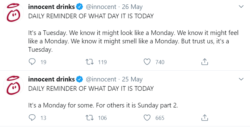 Innocent Drinks uses humour to increase engagement on social media