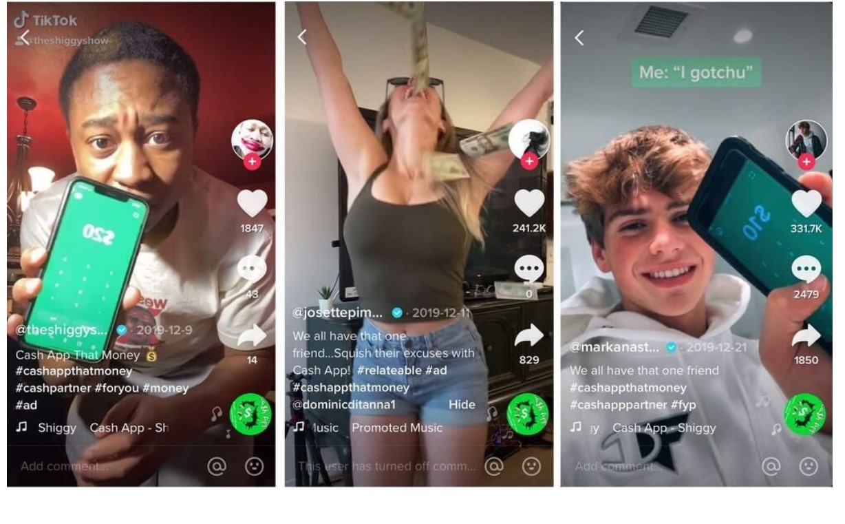 Cash App uses Micro Influencers for lead generation via social media