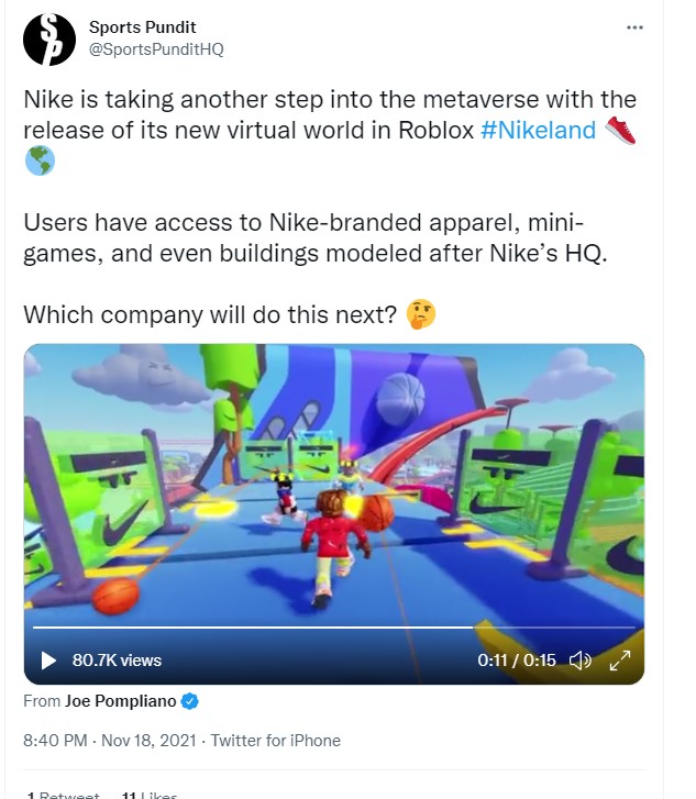 Nike teams up with Roblox to create a virtual world called Nikeland