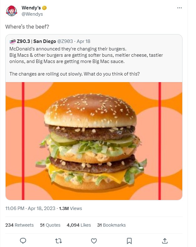 Wendy's uses humour in social media marketing