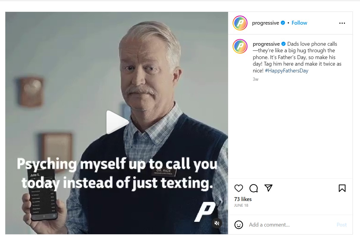 Progressive Insurance uses humour in social media marketing