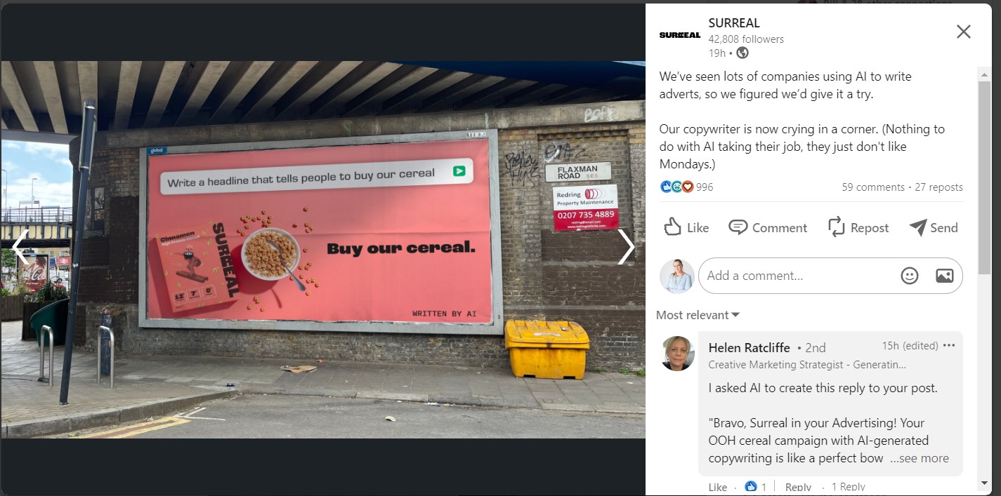 Surreal uses humour for LinkedIn marketing